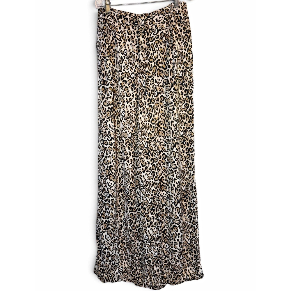 Maeve Anthropologie Leopard Print Wide-Leg Pants Lightweight Viscose Woven Zip